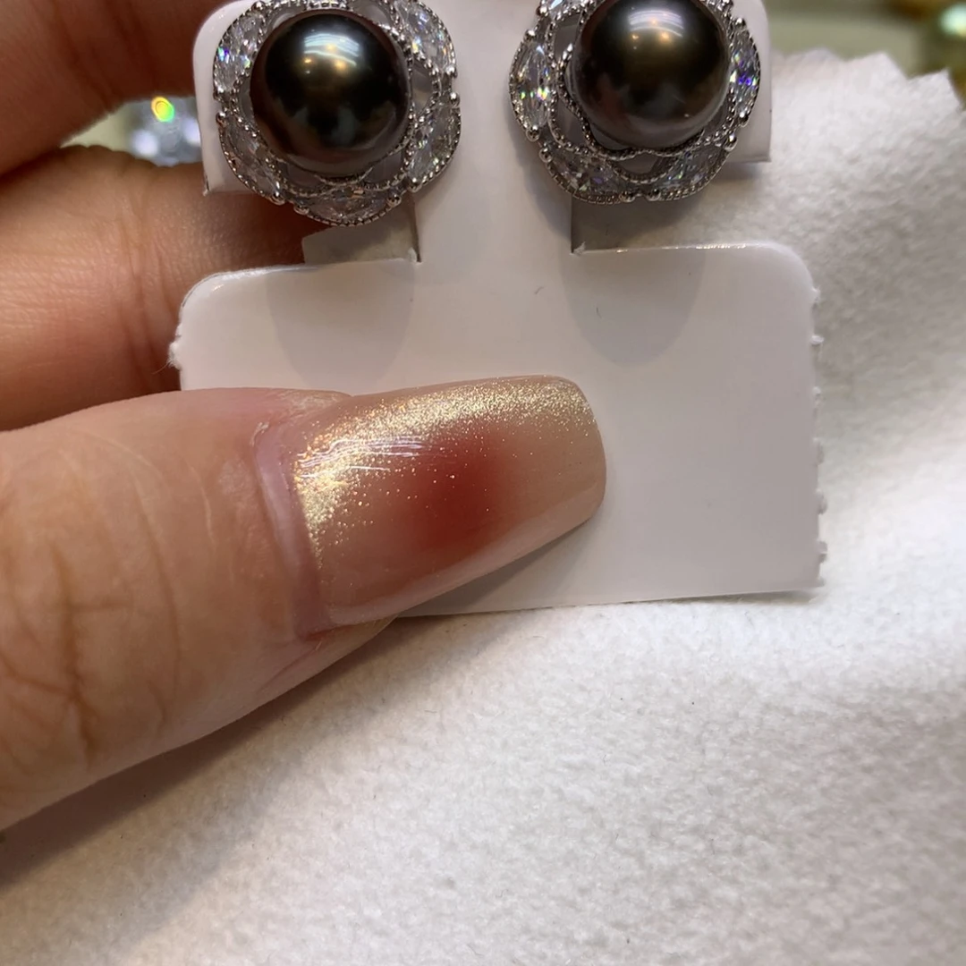 银S925镶嵌耳饰海水珍珠