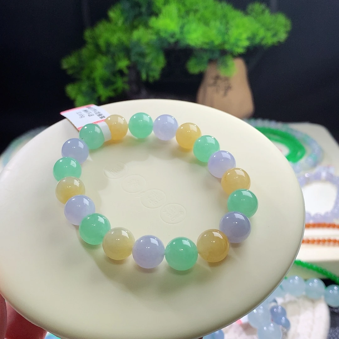 未镶嵌手串翡翠冰胶糖果马卡龙 卡10mm青春靓丽不张扬！