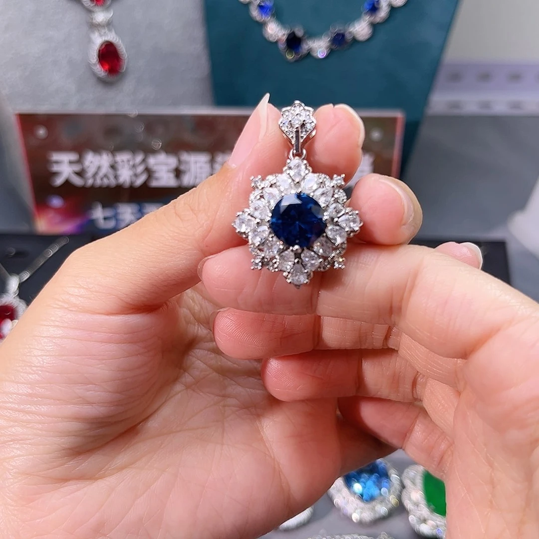 颈饰蓝宝石银S925镶嵌m 180