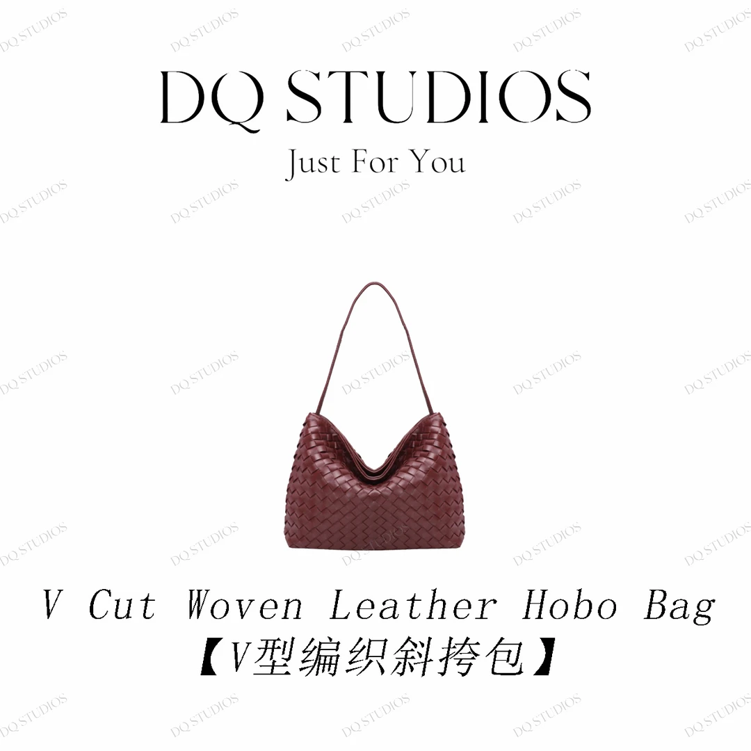 【洛洛轻奢】新品首发-V型编织斜挎包-手提包单肩包503酒红色
