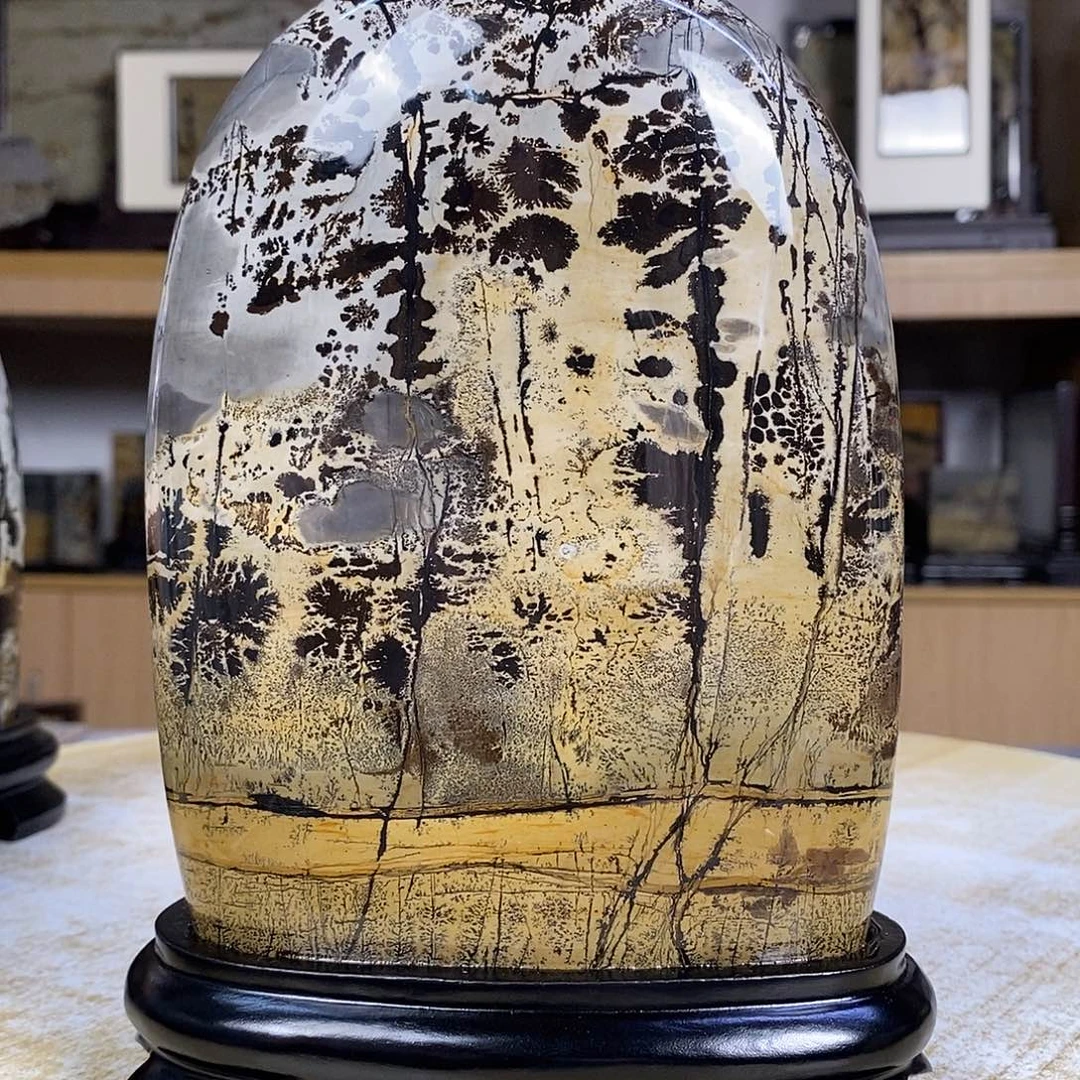 蓝***天砖雕广西国画石摆件