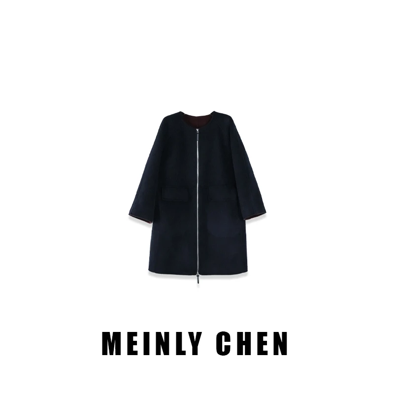 【MEINLY  CHEN】高端设计师款时尚气质百搭大衣外套8250352