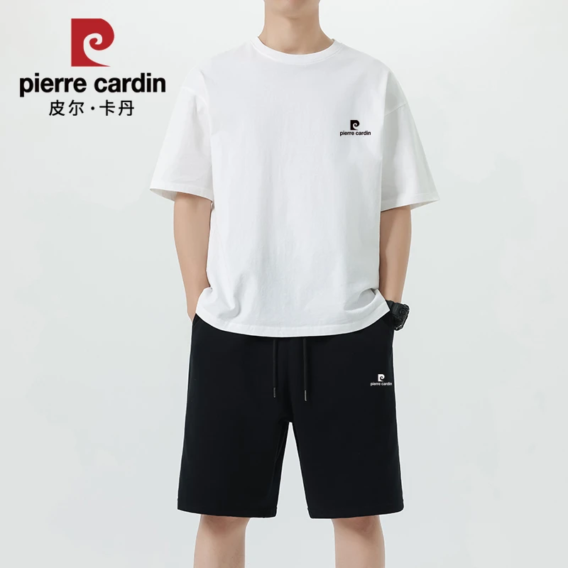 皮尔卡丹休闲运动套装男士夏季宽松短袖T恤纯棉圆通透气五分短裤