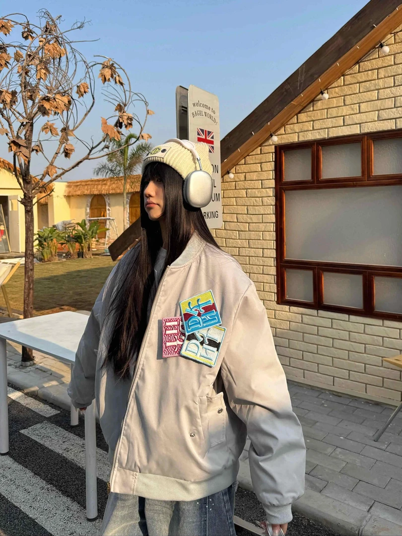 夹克秋冬季新款美式街头原创魔术贴设计飞行宽松男女棒球服外套