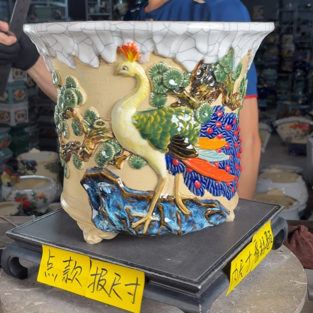 一风堂石湾花盆 内27*25修补痕迹缝隙