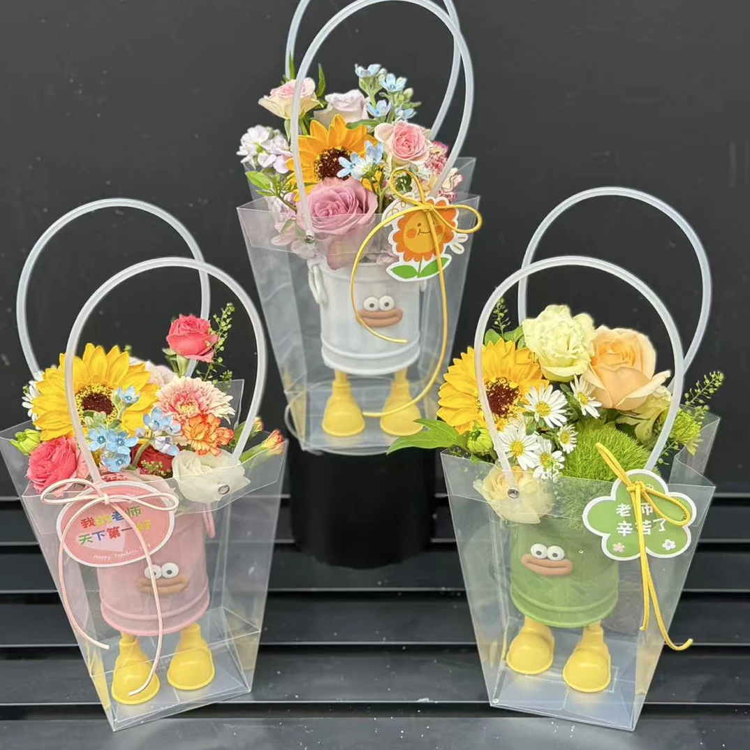 新品 小丑怪·花桶萌趣卡通鲜花花束DIY包装插花桶插花桶