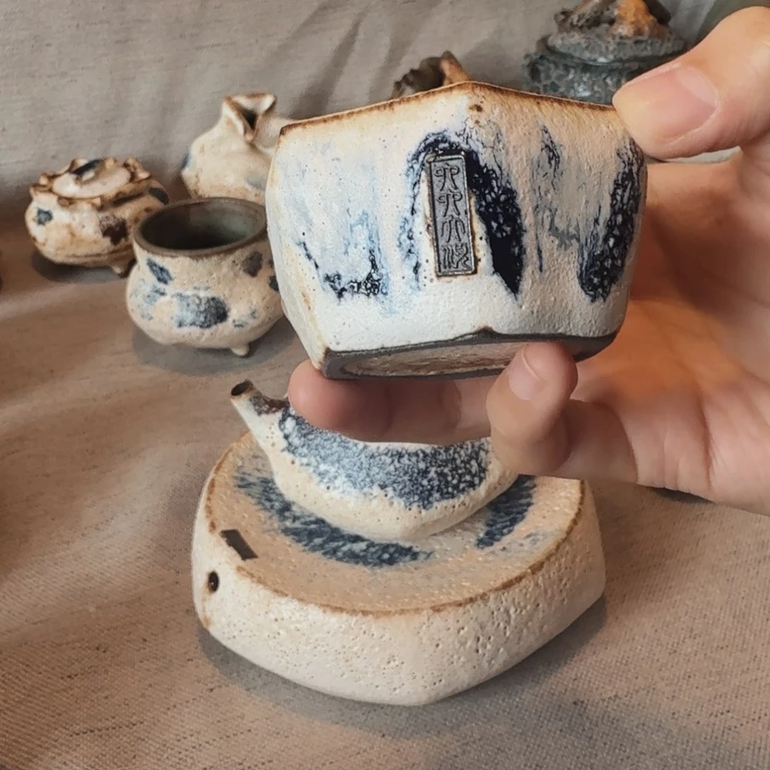 粉引六方单杯一个一个