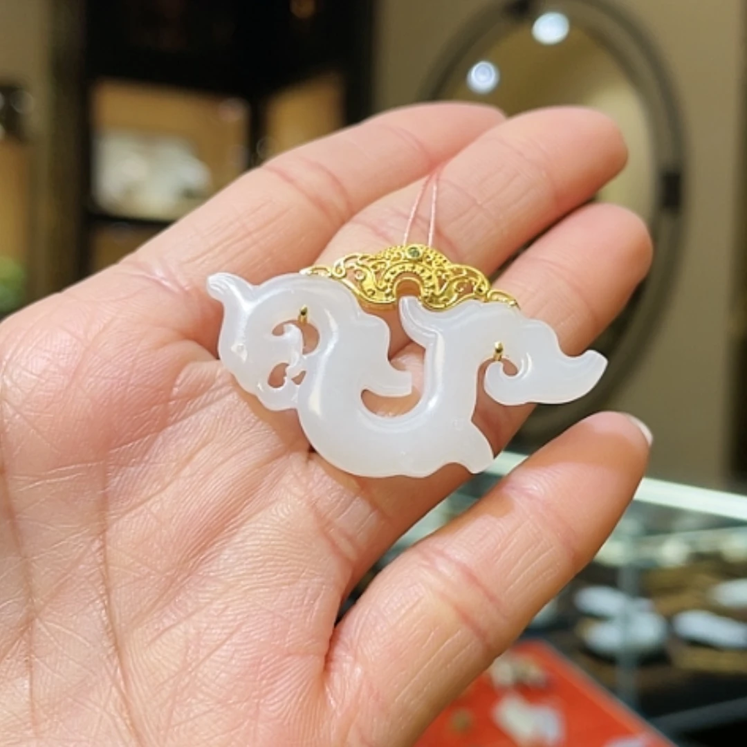 【闪购商品】和田玉颈饰18K金镶嵌有凤来仪