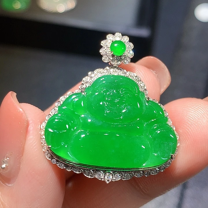 翡翠18K金镶嵌吊坠(不含链)