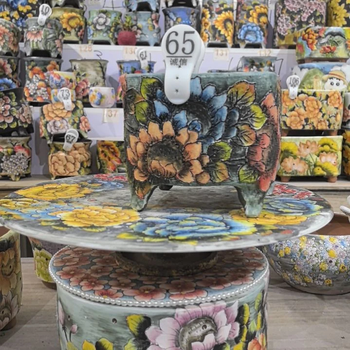 红泥花盆景德镇陶瓷