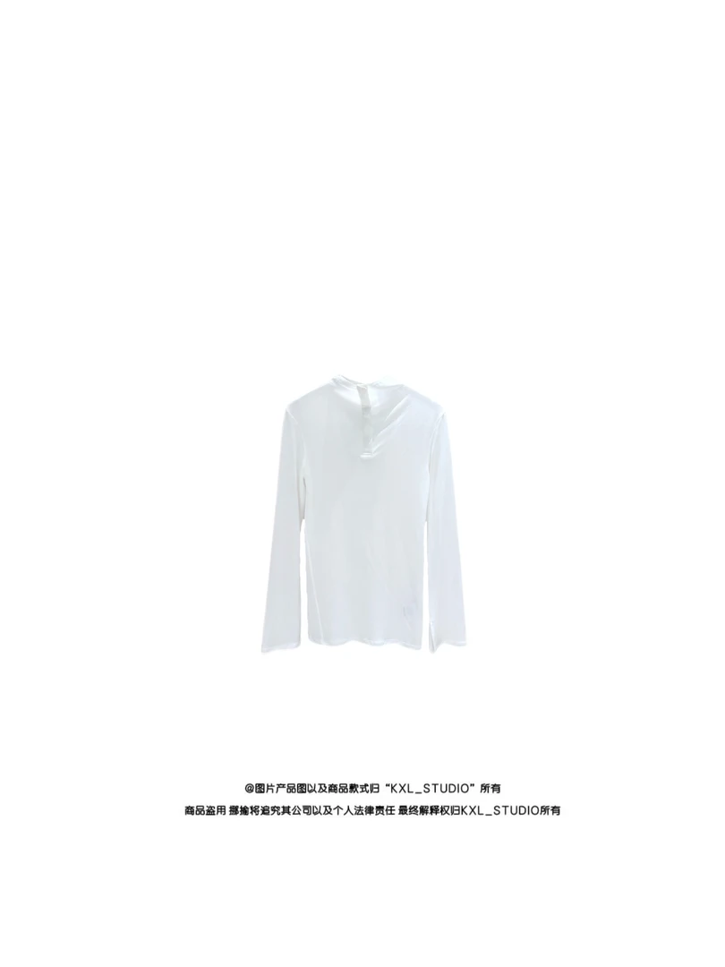 KXL-STUDIO 【KELE 精选】 醋酸三粒扣立领打底衫9483