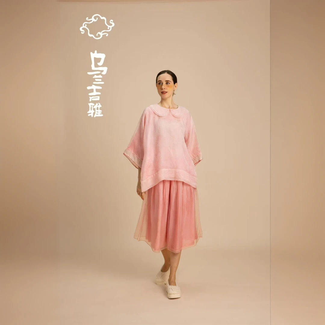 乌兰吉雅原创设计  雅妃提花丝中长裙