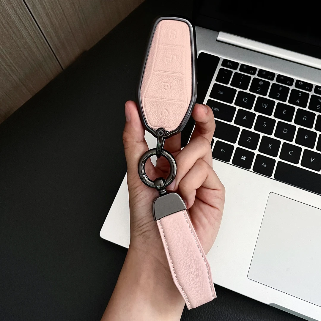 适用比亚迪秦plusdmi钥匙套元plus汉ev宋海豚e2e3护卫舰07真皮女