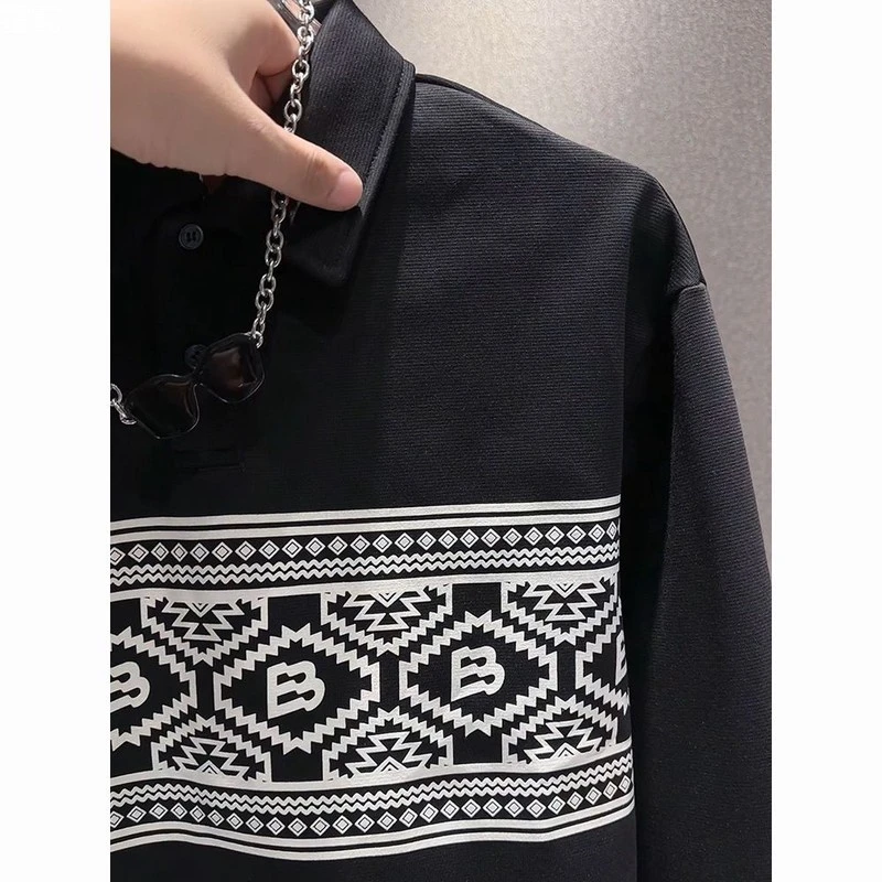 潮牌轻奢高端男士秋冬季新款时尚加绒翻领卫衣高档潮牌修身上衣男