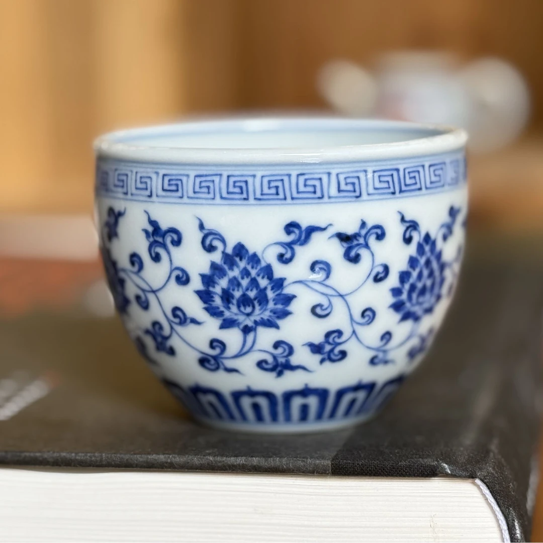 MXQY39【詺兮清窑】仿明缠枝莲大缸杯120cc景德镇瓷器匠心