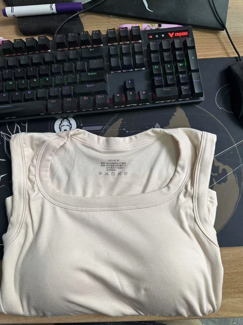 女士夏季带杯垫吊带背心珍珠白