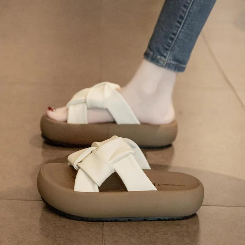 厚底增高绝美凉拖鞋女夏外穿2025新款时尚仙女风法式休闲沙滩凉鞋