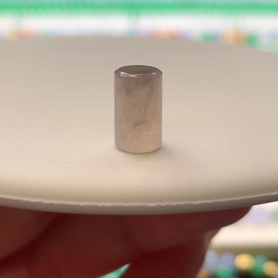 定制翡翠未镶嵌 毛货抛光定制 藕粉飘彩 直径卡9.8