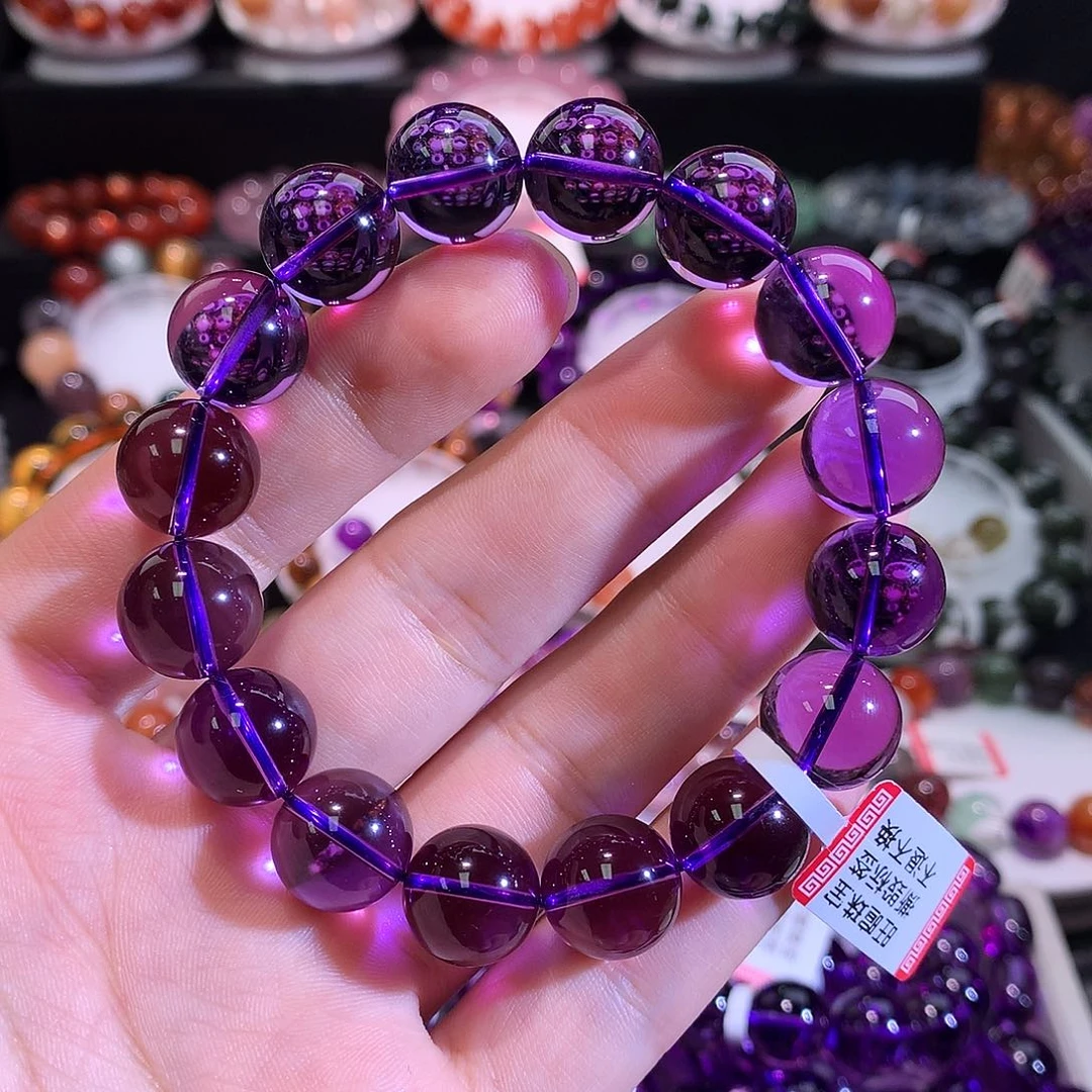 未镶嵌水晶手链巴西紫水晶深紫色13+