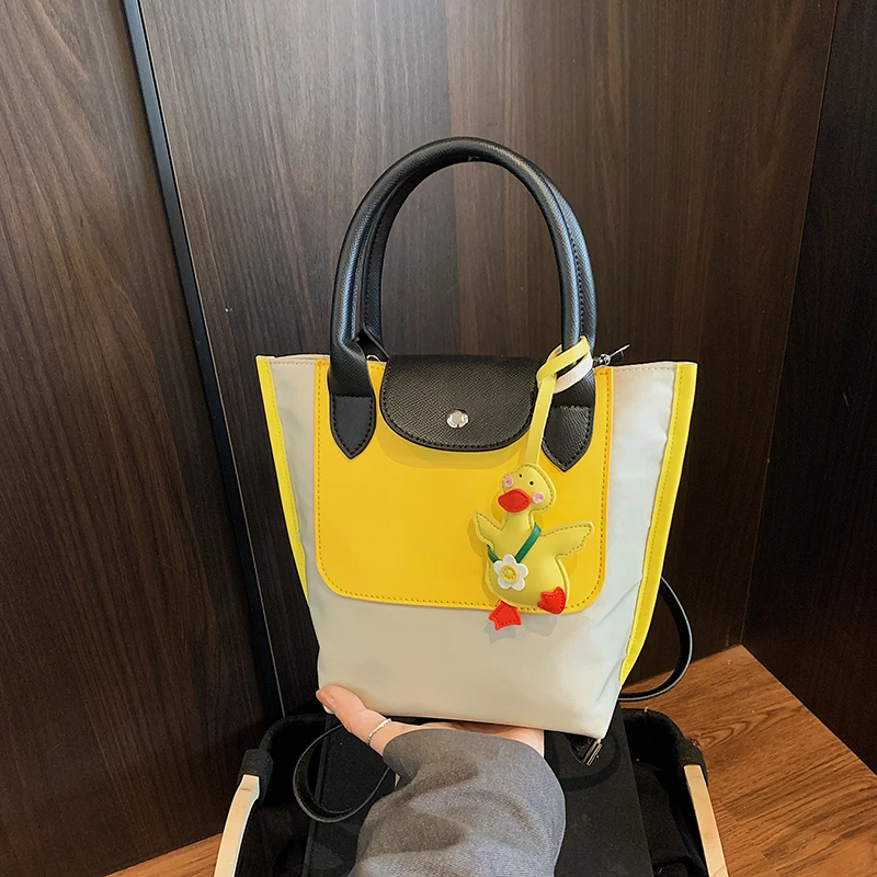 新款撞色手提包包女单肩包斜挎包牛津布容量大高级撞色百搭通勤