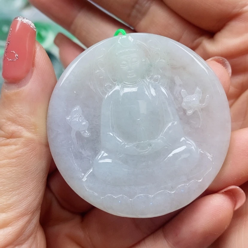 【闪购商品】翡翠颈饰未镶嵌天然翡翠A货观音