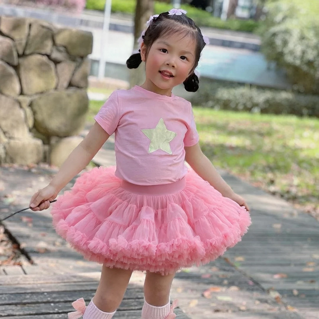 豆沙粉突突裙女童凸凸半身裙软纱洛丽塔裙蓬蓬裙tutu裙女宝宝