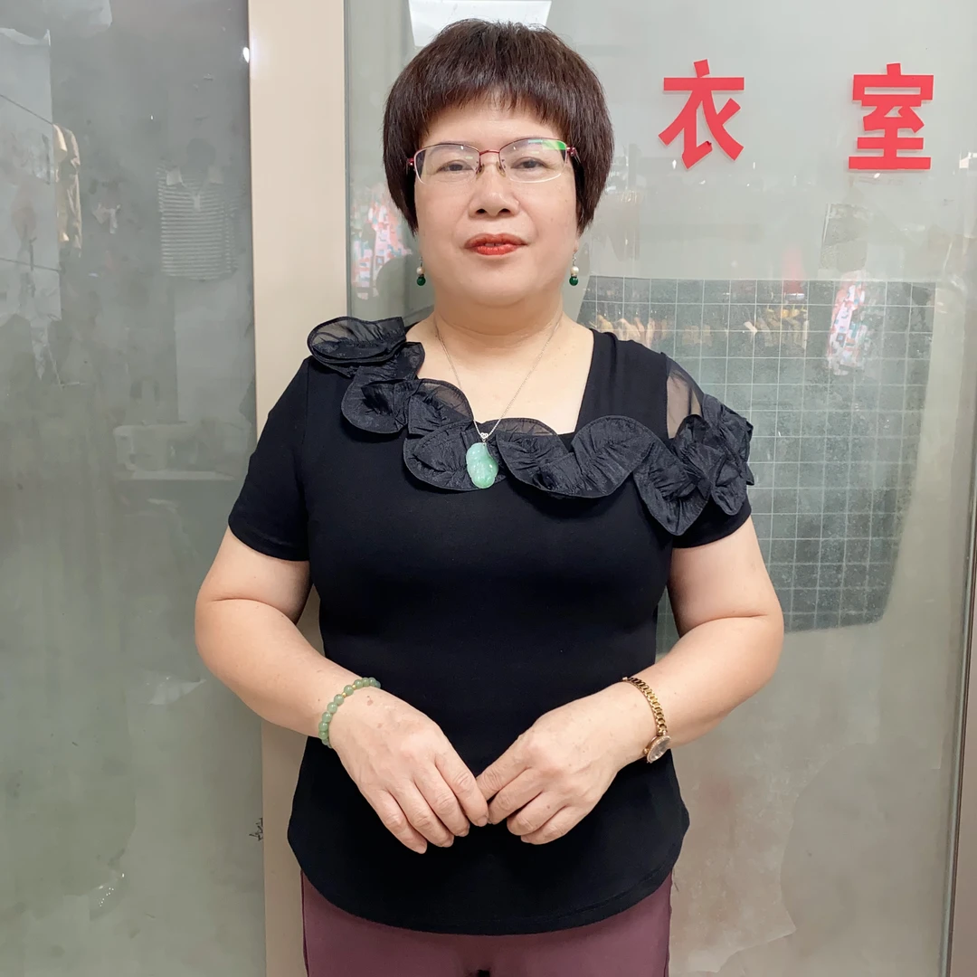 休闲风短袖夏季常规蕾丝时尚染色T恤法式斜领中老年