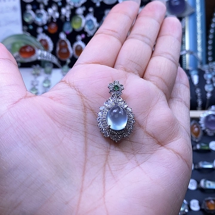 岫玉银S925镶嵌颈饰吊坠