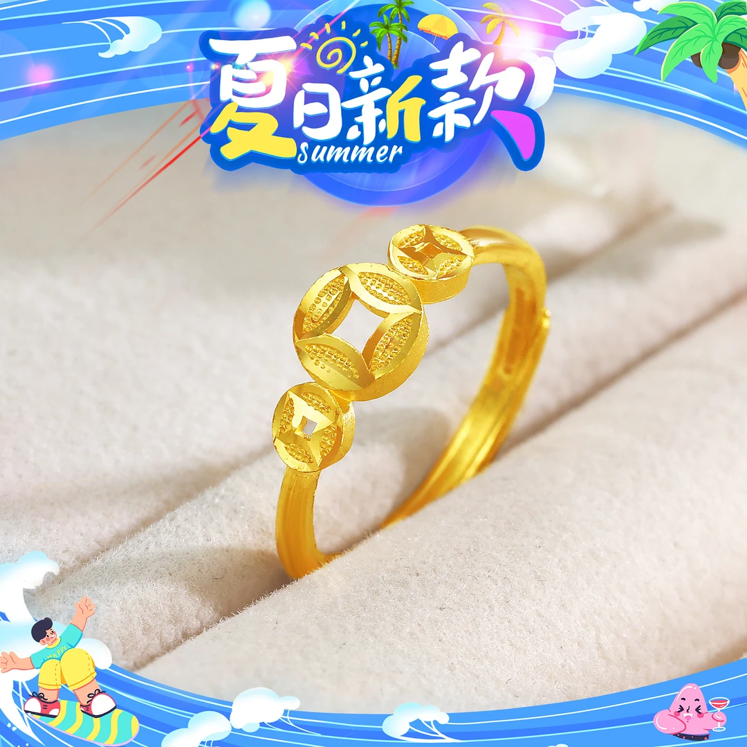 SUNFEEL/赛菲尔【一店】足金艺术车花铜钱戒指HJ59051892