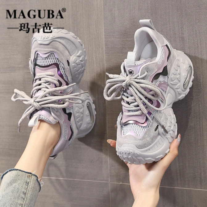 MAGUBA/玛古芭女鞋网面透气时尚休闲潮款轻奢厚底百搭运动老爹鞋