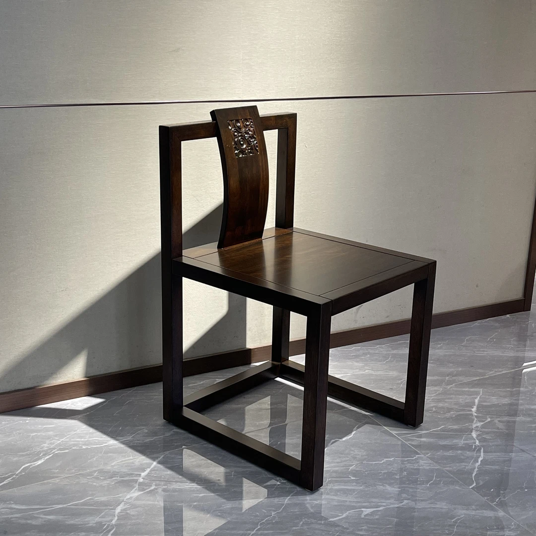 宋氏美学餐椅进口黑檀木全实木富贵禅意餐椅餐厅家用餐桌椅餐凳