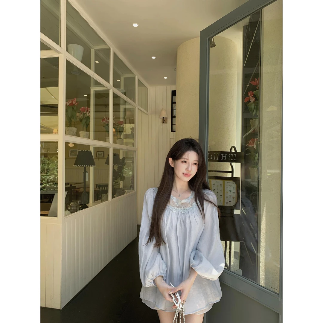 炽铂【佩塞罗迷恋】两色蕾丝减龄套装氛围气质上衣休闲裤衬衣百搭女