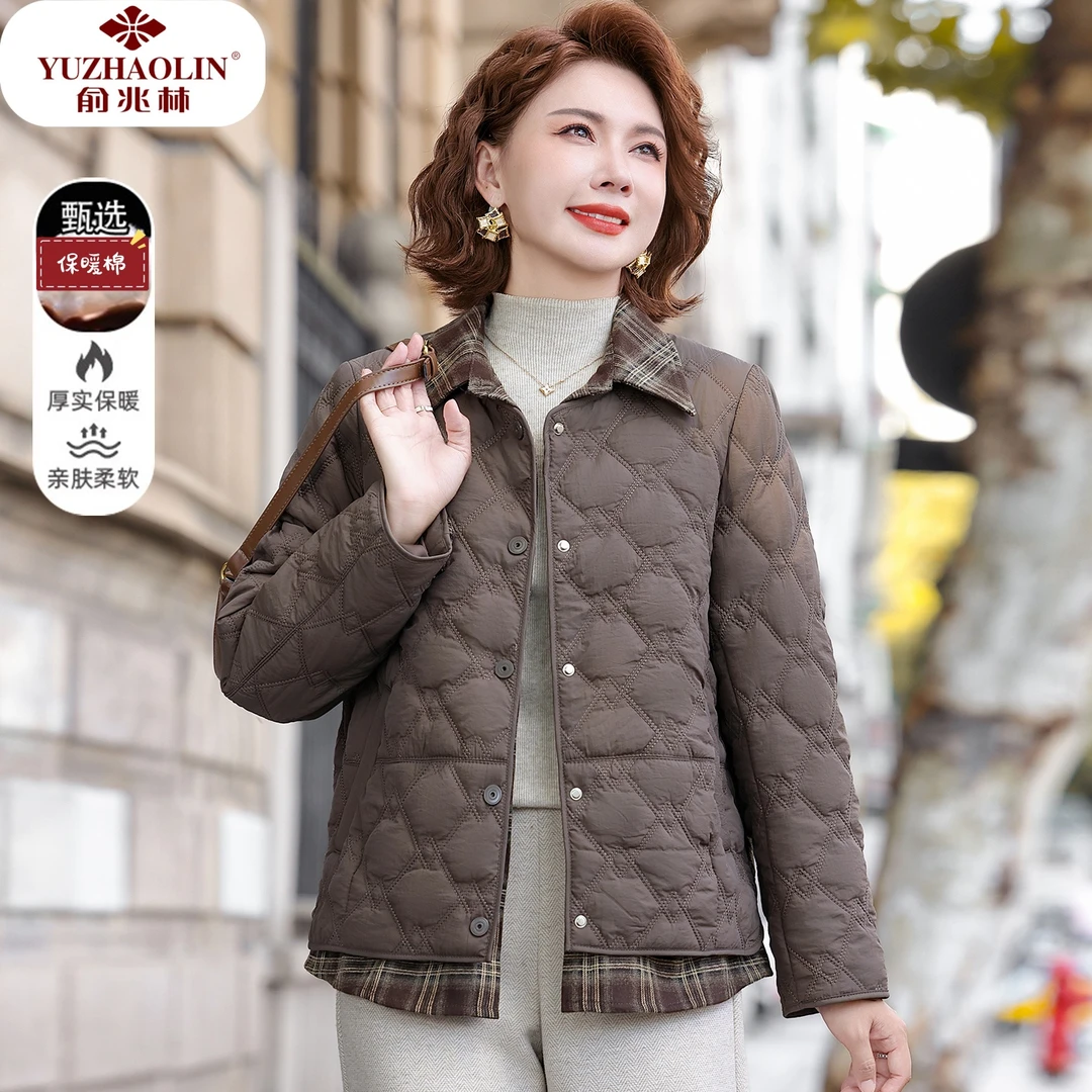 小个子妈妈冬装外套轻薄棉衣2025新款中老年秋冬休闲短款小棉袄女