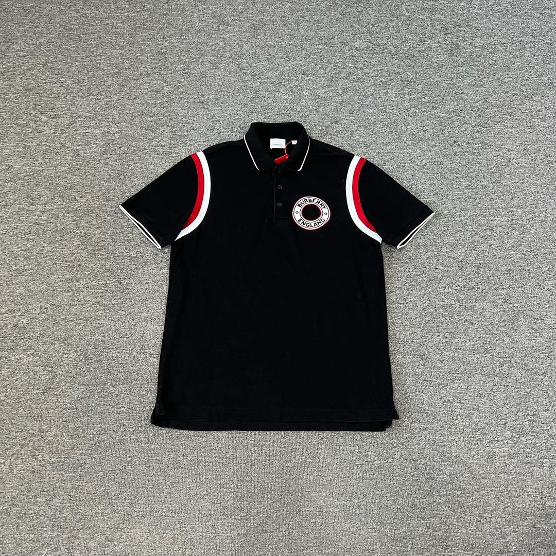 99新 BURBERRY/博柏利 Burberry 圆环刺绣logo徽标 polo短袖 M码