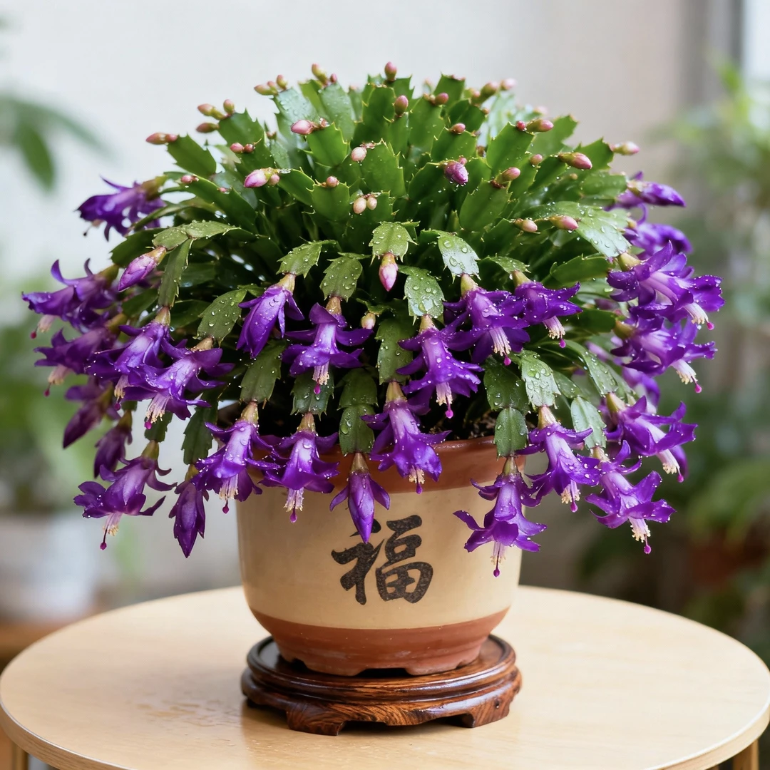 紫色蟹爪兰花苗盆栽带花苞四季开花重瓣螃蟹抓莲好养易活室内花卉