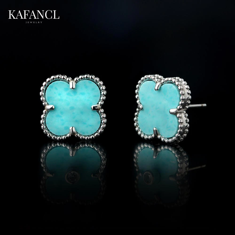 合金石英石耳饰 925银针 天河蓝迷你草草耳钉时尚轻奢首饰ZF-A479