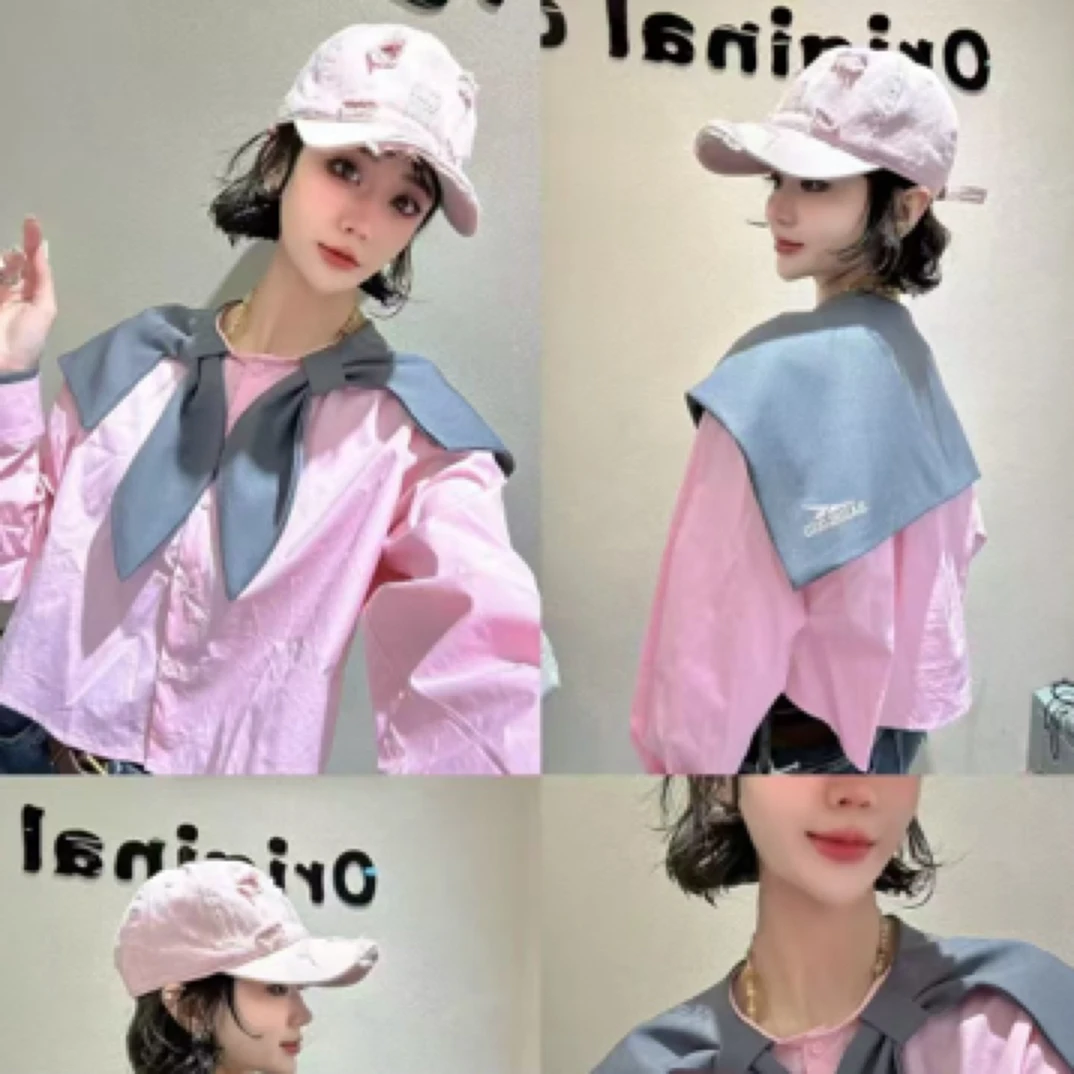 韩系撞色披肩单排扣衬衫女欧洲站2025春秋新款港风轻奢长袖衬衣潮