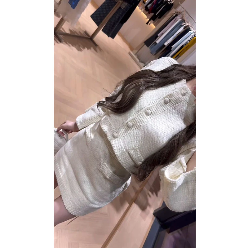 2025秋季新款时尚气质百搭显瘦长袖上衣修身包臂短裙韩版针织套装