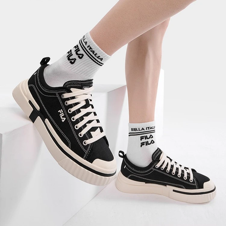 【断层鞋】斐乐LOOP帆布鞋情侣款春夏欧若风经典板鞋F12W/M322305F