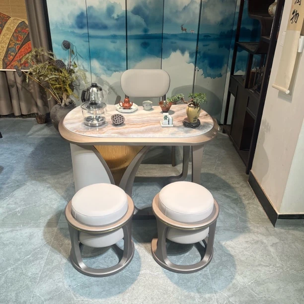 新中式阳台茶桌椅组合现代小户型实木茶台茶室家具轻奢客厅简约