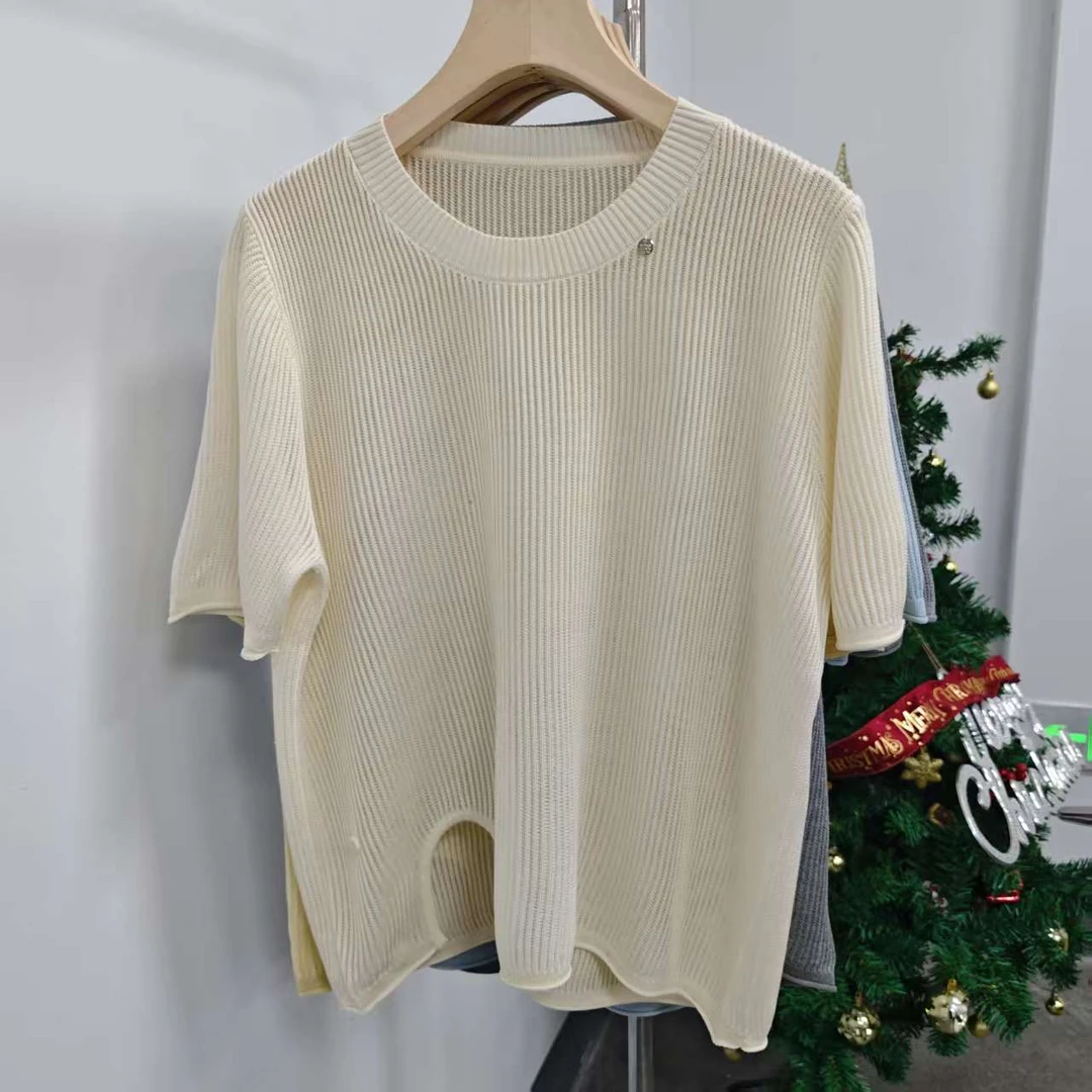 【100%莱赛尔天丝】夏款圆领女士时尚百搭针织衫休闲短袖T恤2022