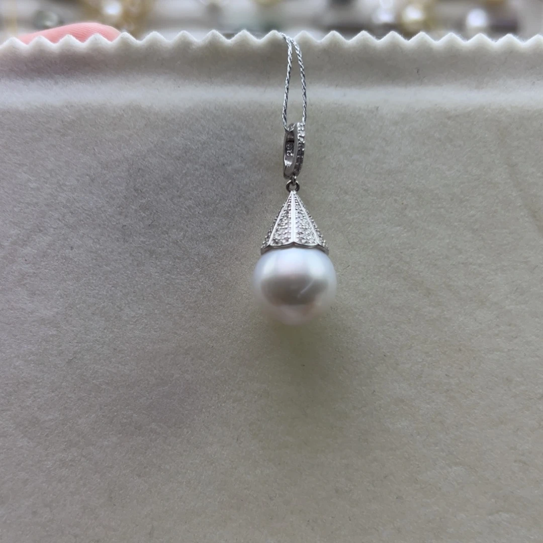 吊坠(不含链)银S925镶嵌海水珍珠13.4mm澳白万能扣款