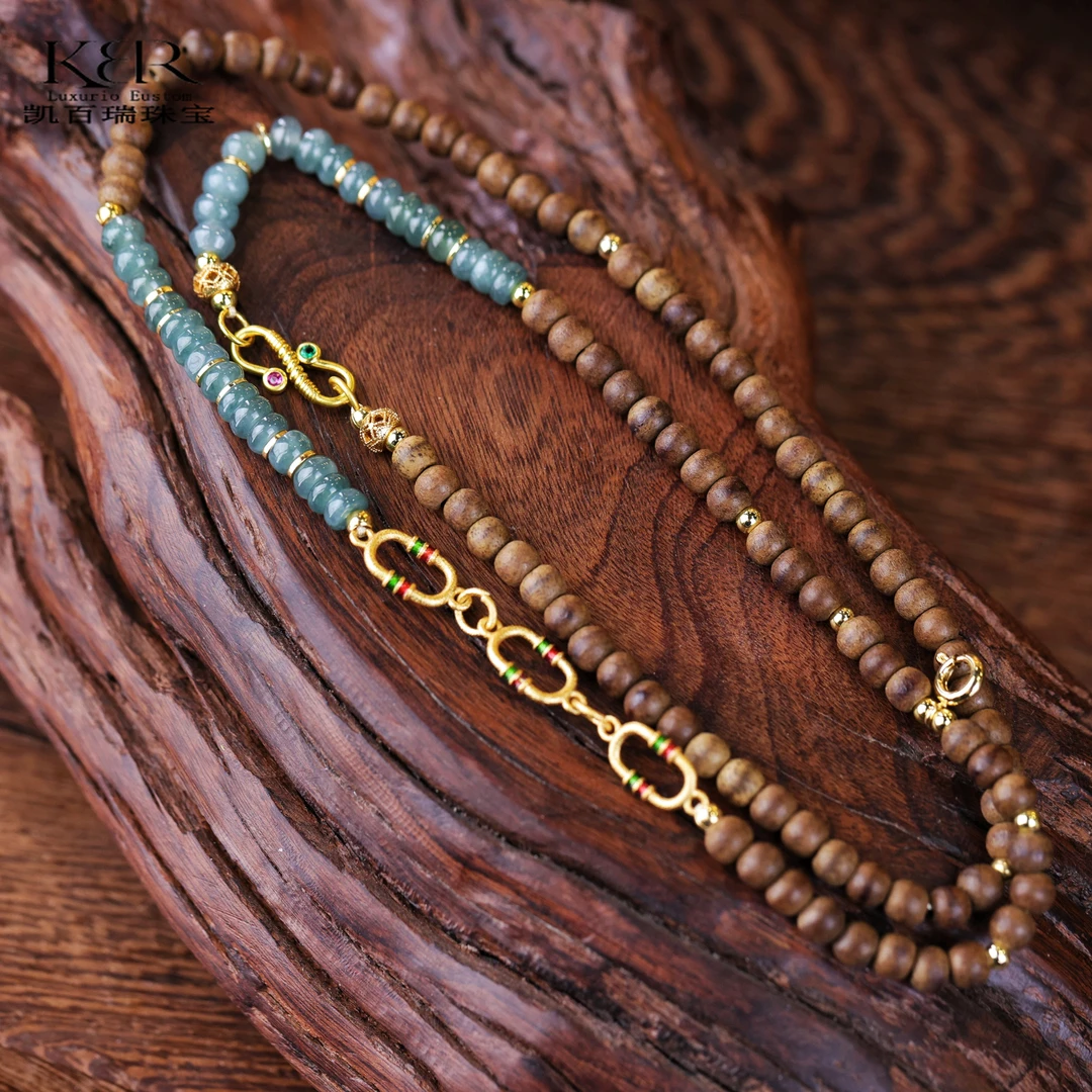 【甄选】高定设计款天然A货翡翠算盘珠万能百搭链 KBR1210010