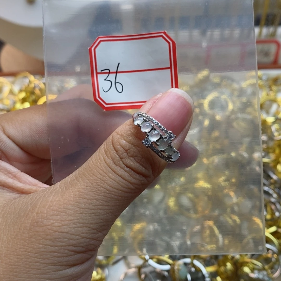 翡翠戒指银S925镶嵌翡翠首饰