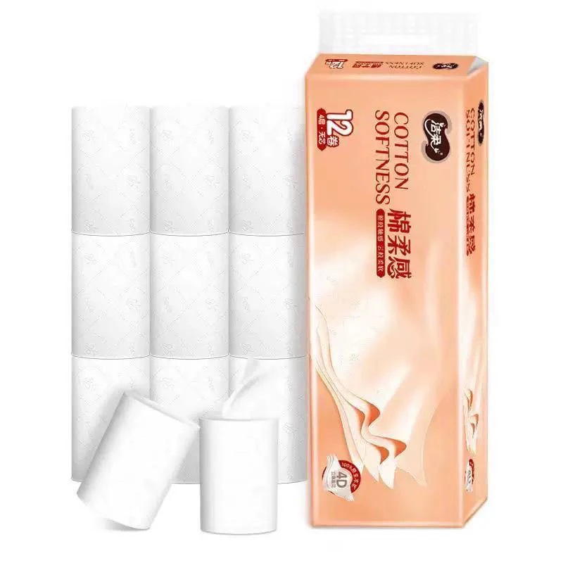 洁/柔无芯卫生纸1440克4层12卷原生餐巾纸长款卷纸家庭装厕所纸巾