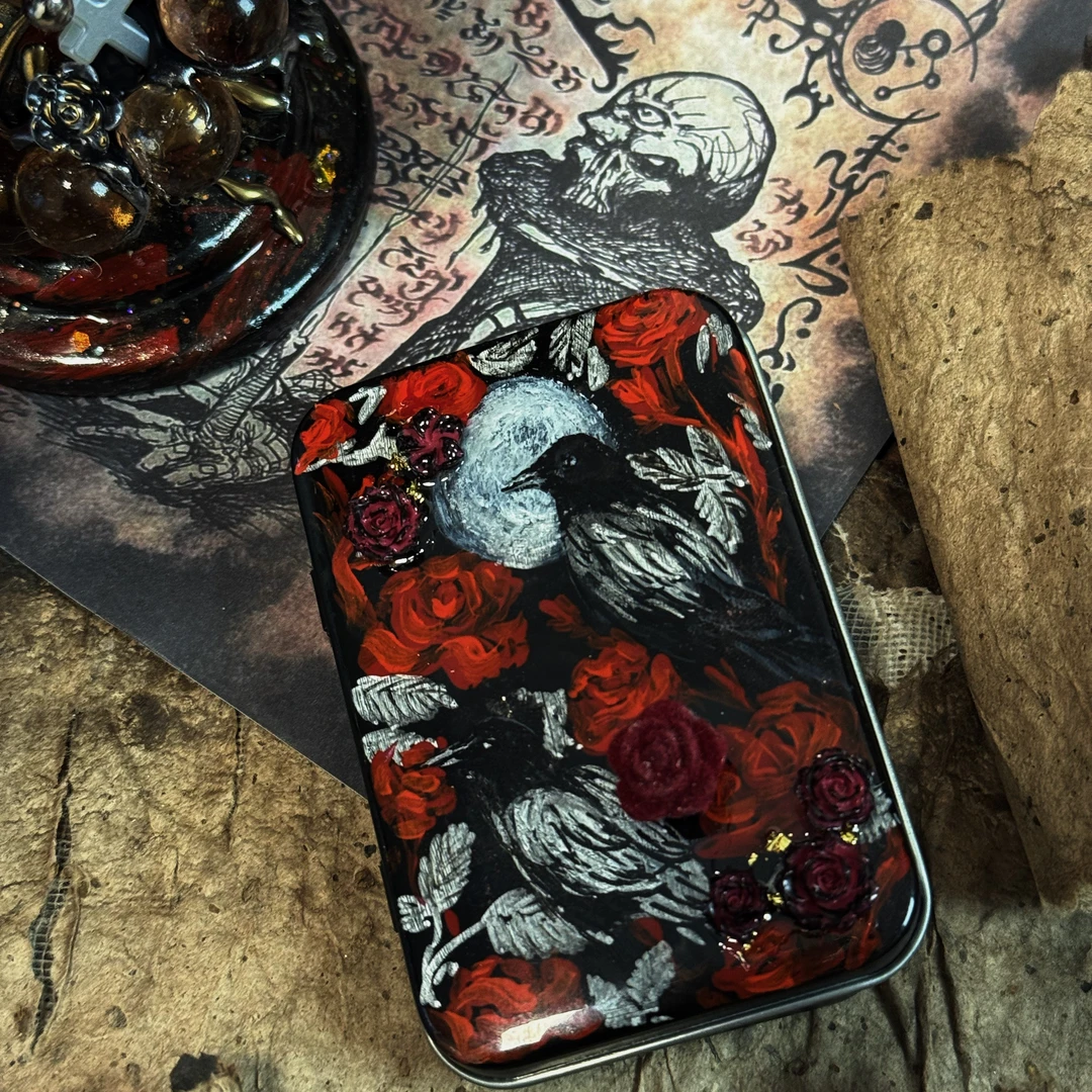 野生少女玄灵手作｜随身灵龛【渡鸦】纯手绘