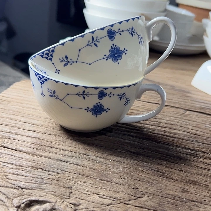 库存尾货唐草早餐杯一对