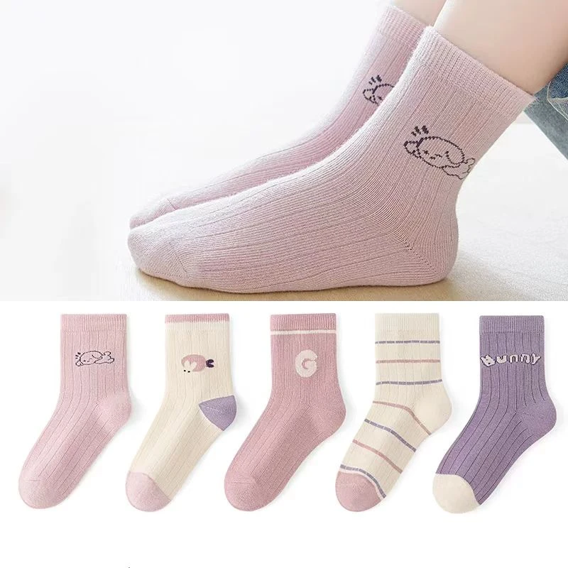 【淼淼妈】六ZS儿童秋冬中高筒袜(5双)