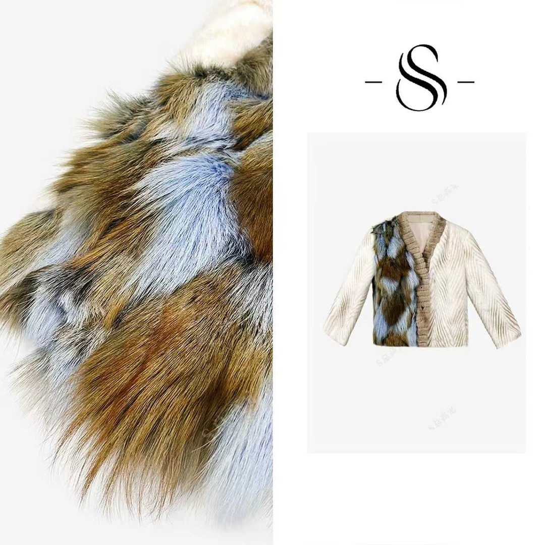 【丹丹】韩系冬季新款V领左右拼接设计气质时尚百搭女外套D0131