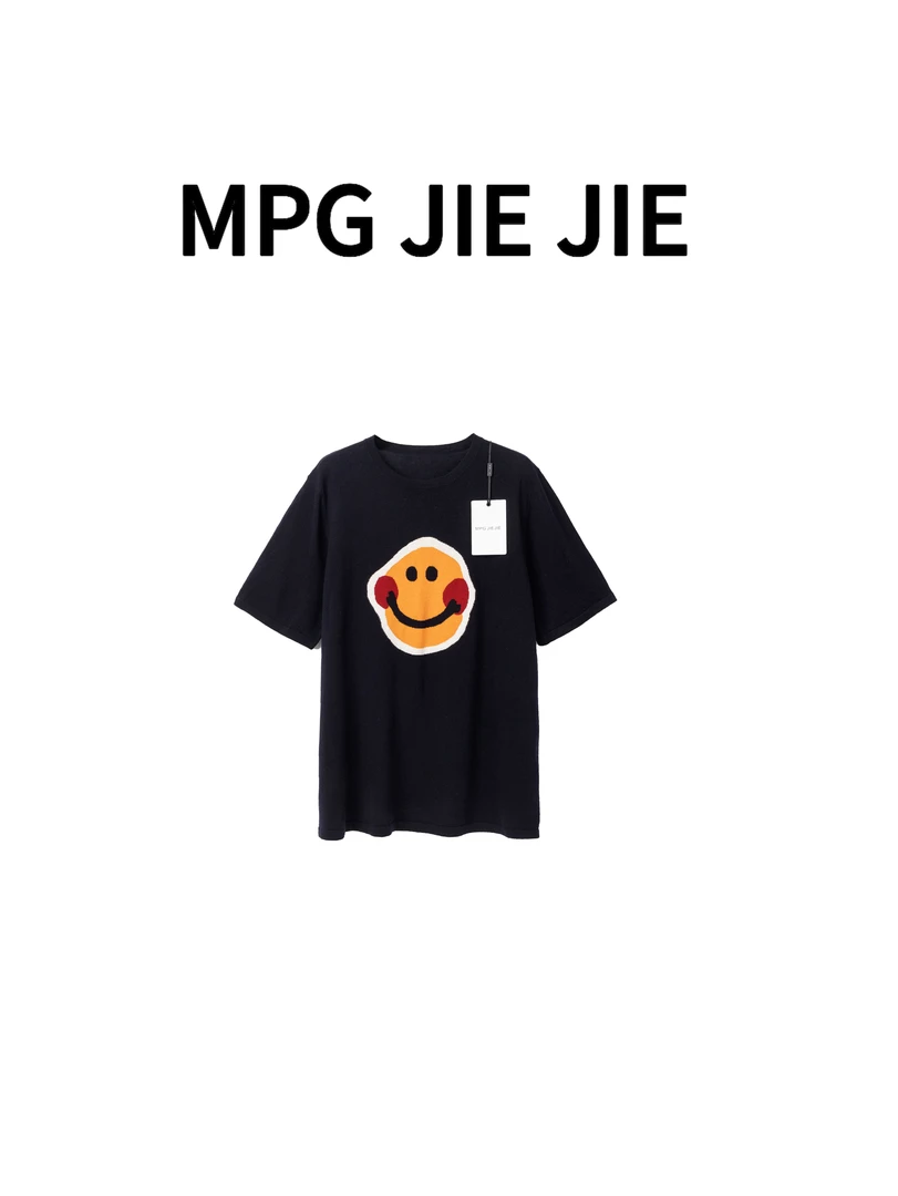 MPG JIEJIE【心情很好】25春夏大码韩版宽松洋气别致笑脸针织上衣